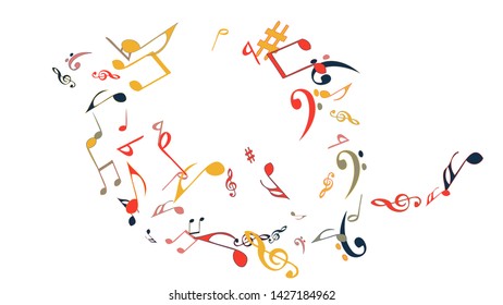 Musical Signs. Modern Background with Notes. Vector Element for Musical Poster, Banner, Advertising, Card. Minimalistic Simple Background.
