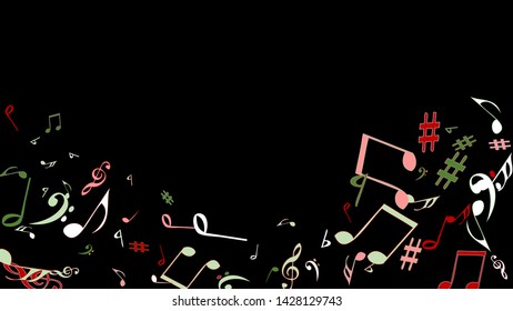 Musical Signs. Modern Background with Notes. Vector Element for Musical Poster, Banner, Advertising, Card. Minimalistic Simple Background.
