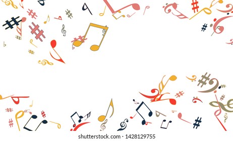 Musical Signs. Modern Background with Notes. Vector Element for Musical Poster, Banner, Advertising, Card. Minimalistic Simple Background.
