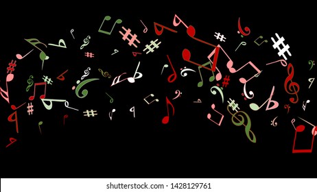 Musical Signs. Modern Background with Notes. Vector Element for Musical Poster, Banner, Advertising, Card. Minimalistic Simple Background.
