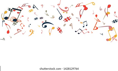 Musical Signs. Modern Background with Notes. Vector Element for Musical Poster, Banner, Advertising, Card. Minimalistic Simple Background.
