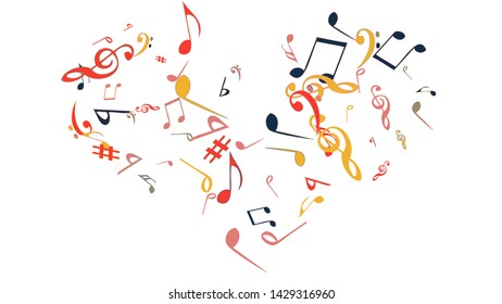 Musical Signs. Modern Background with Notes. Vector Element for Musical Poster, Banner, Advertising, Card. Minimalistic Simple Background.
