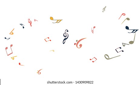 Musical Signs. Modern Background with Notes. Vector Element for Musical Poster, Banner, Advertising, Card. Minimalistic Simple Background.
