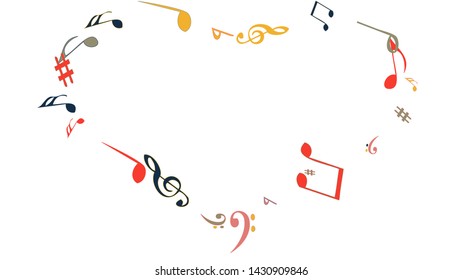 Musical Signs. Modern Background with Notes. Vector Element for Musical Poster, Banner, Advertising, Card. Minimalistic Simple Background.
