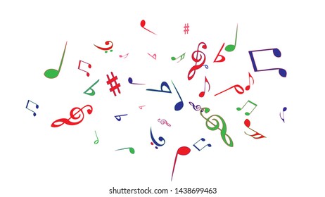 Musical Signs. Modern Background with Notes. Vector Element for Musical Poster, Banner, Advertising, Card. Minimalistic Simple Background.
