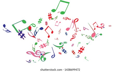 Musical Signs. Modern Background with Notes. Vector Element for Musical Poster, Banner, Advertising, Card. Minimalistic Simple Background.
