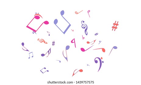 Musical Signs. Modern Background with Notes. Vector Element for Musical Poster, Banner, Advertising, Card. Minimalistic Simple Background.
