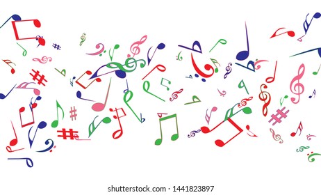 Musical Signs. Modern Background with Notes. Vector Element for Musical Poster, Banner, Advertising, Card. Minimalistic Simple Background.
