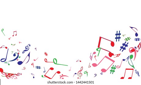 Musical Signs. Modern Background with Notes. Vector Element for Musical Poster, Banner, Advertising, Card. Minimalistic Simple Background.
