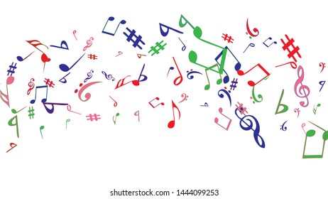 Musical Signs. Modern Background with Notes. Vector Element for Musical Poster, Banner, Advertising, Card. Minimalistic Simple Background.
