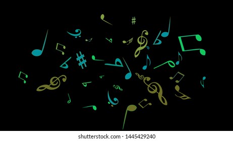 Musical Signs. Modern Background with Notes. Vector Element for Musical Poster, Banner, Advertising, Card. Minimalistic Simple Background.
