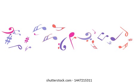 Musical Signs. Modern Background with Notes. Vector Element for Musical Poster, Banner, Advertising, Card. Minimalistic Simple Background.
