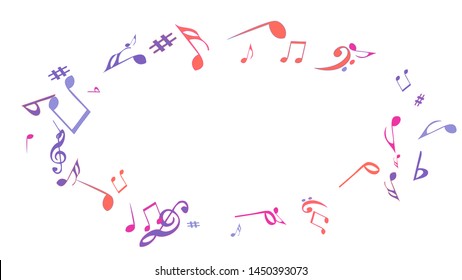 Musical Signs. Modern Background with Notes. Vector Element for Musical Poster, Banner, Advertising, Card. Minimalistic Simple Background.
