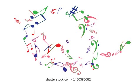Musical Signs. Modern Background with Notes. Vector Element for Musical Poster, Banner, Advertising, Card. Minimalistic Simple Background.

