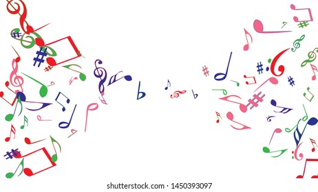 Musical Signs. Modern Background with Notes. Vector Element for Musical Poster, Banner, Advertising, Card. Minimalistic Simple Background.
