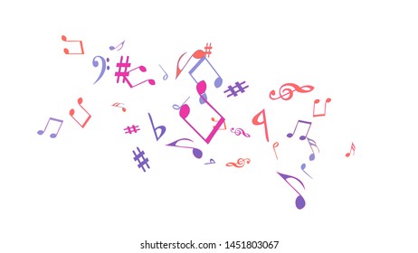 Musical Signs. Modern Background with Notes. Vector Element for Musical Poster, Banner, Advertising, Card. Minimalistic Simple Background.
