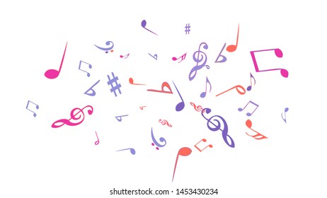 Musical Signs. Modern Background with Notes. Vector Element for Musical Poster, Banner, Advertising, Card. Minimalistic Simple Background.
