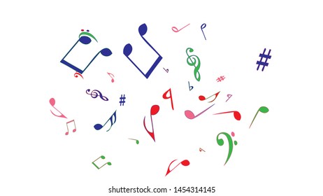 Musical Signs. Modern Background with Notes. Vector Element for Musical Poster, Banner, Advertising, Card. Minimalistic Simple Background.
