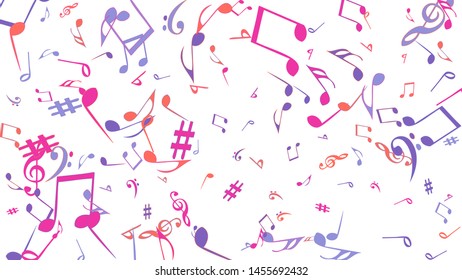 Musical Signs. Modern Background with Notes. Vector Element for Musical Poster, Banner, Advertising, Card. Minimalistic Simple Background.
