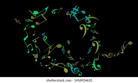 Musical Signs. Modern Background with Notes. Vector Element for Musical Poster, Banner, Advertising, Card. Minimalistic Simple Background.
