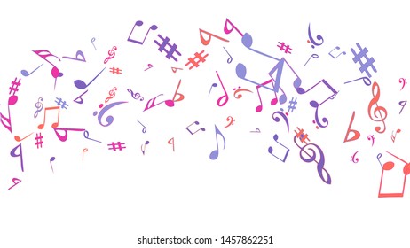 Musical Signs. Modern Background with Notes. Vector Element for Musical Poster, Banner, Advertising, Card. Minimalistic Simple Background.

