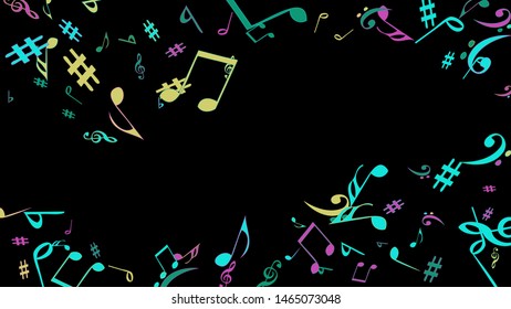 Musical Signs. Modern Background with Notes. Vector Element for Musical Poster, Banner, Advertising, Card. Minimalistic Simple Background.
