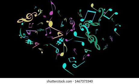 Musical Signs. Modern Background with Notes. Vector Element for Musical Poster, Banner, Advertising, Card. Minimalistic Simple Background.
