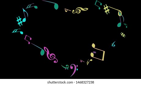 Musical Signs. Modern Background with Notes. Vector Element for Musical Poster, Banner, Advertising, Card. Minimalistic Simple Background.
