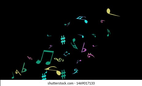 Musical Signs. Modern Background with Notes. Vector Element for Musical Poster, Banner, Advertising, Card. Minimalistic Simple Background.
