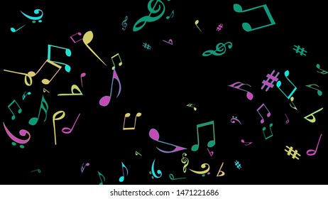 Musical Signs. Modern Background with Notes. Vector Element for Musical Poster, Banner, Advertising, Card. Minimalistic Simple Background.
