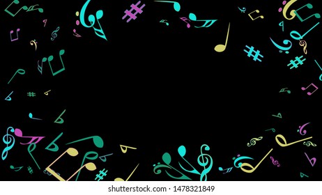 Musical Signs. Modern Background with Notes. Vector Element for Musical Poster, Banner, Advertising, Card. Minimalistic Simple Background.

