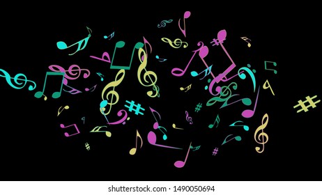 Musical Signs. Modern Background with Notes. Vector Element for Musical Poster, Banner, Advertising, Card. Minimalistic Simple Background.

