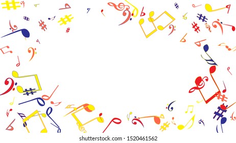 Musical Signs. Modern Background with Notes. Vector Element for Musical Poster, Banner, Advertising, Card. Minimalistic Simple Background.
