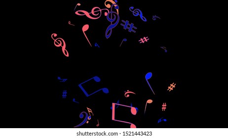 Musical Signs. Modern Background with Notes. Vector Element for Musical Poster, Banner, Advertising, Card. Minimalistic Simple Background.
