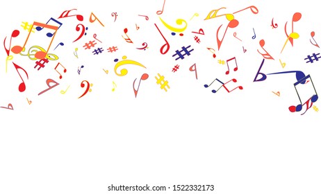Musical Signs. Modern Background with Notes. Vector Element for Musical Poster, Banner, Advertising, Card. Minimalistic Simple Background.
