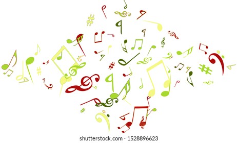 Musical Signs. Modern Background with Notes. Vector Element for Musical Poster, Banner, Advertising, Card. Minimalistic Simple Background.
