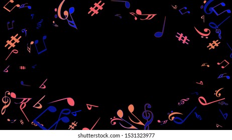 Musical Signs. Modern Background with Notes. Vector Element for Musical Poster, Banner, Advertising, Card. Minimalistic Simple Background.
