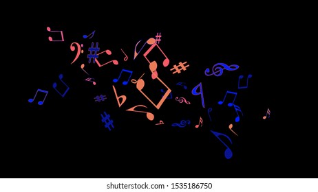 Musical Signs. Modern Background with Notes. Vector Element for Musical Poster, Banner, Advertising, Card. Minimalistic Simple Background.
