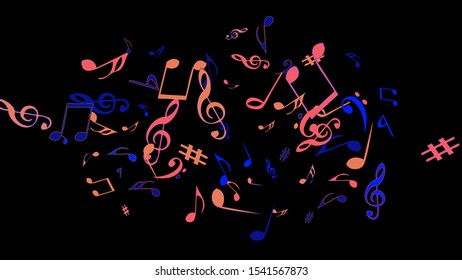 Musical Signs. Modern Background with Notes. Vector Element for Musical Poster, Banner, Advertising, Card. Minimalistic Simple Background.
