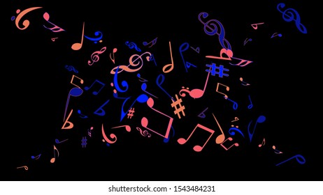 Musical Signs. Modern Background with Notes. Vector Element for Musical Poster, Banner, Advertising, Card. Minimalistic Simple Background.
