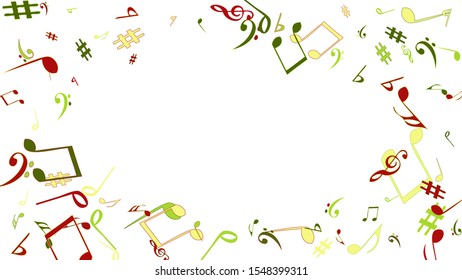 Musical Signs. Modern Background with Notes. Vector Element for Musical Poster, Banner, Advertising, Card. Minimalistic Simple Background.
