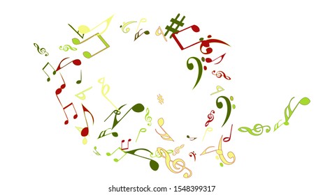 Musical Signs. Modern Background with Notes. Vector Element for Musical Poster, Banner, Advertising, Card. Minimalistic Simple Background.
