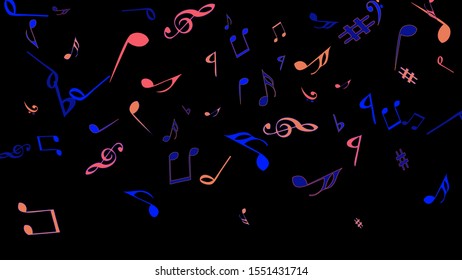 Musical Signs. Modern Background with Notes. Vector Element for Musical Poster, Banner, Advertising, Card. Minimalistic Simple Background.
