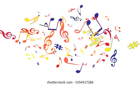 Musical Signs. Modern Background with Notes. Vector Element for Musical Poster, Banner, Advertising, Card. Minimalistic Simple Background.
