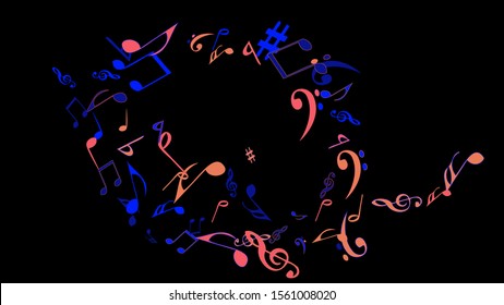 Musical Signs. Modern Background with Notes. Vector Element for Musical Poster, Banner, Advertising, Card. Minimalistic Simple Background.
