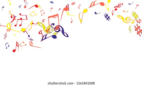 Musical Signs. Modern Background with Notes. Vector Element for Musical Poster, Banner, Advertising, Card. Minimalistic Simple Background.
