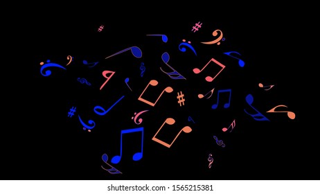 Musical Signs. Modern Background with Notes. Vector Element for Musical Poster, Banner, Advertising, Card. Minimalistic Simple Background.
