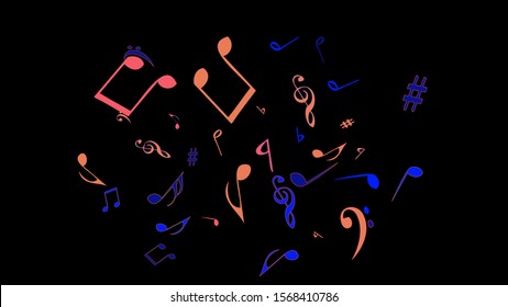Musical Signs. Modern Background with Notes. Vector Element for Musical Poster, Banner, Advertising, Card. Minimalistic Simple Background.
