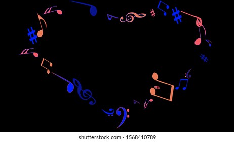 Musical Signs. Modern Background with Notes. Vector Element for Musical Poster, Banner, Advertising, Card. Minimalistic Simple Background.
