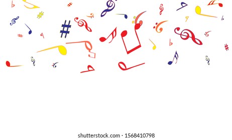 Musical Signs. Modern Background with Notes. Vector Element for Musical Poster, Banner, Advertising, Card. Minimalistic Simple Background.
